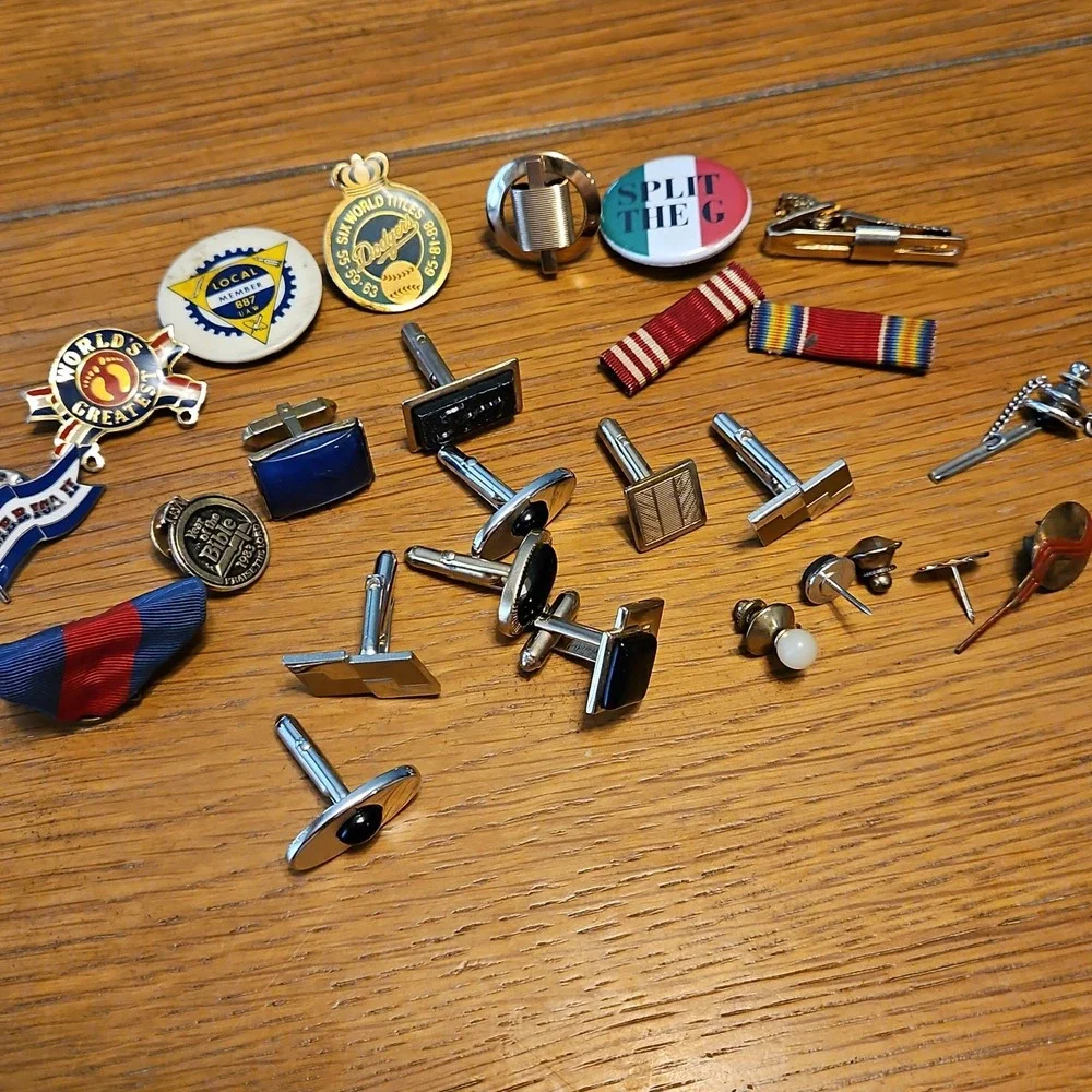Vintage Junk Drawer Lot Pins Cufflinks Jewelry